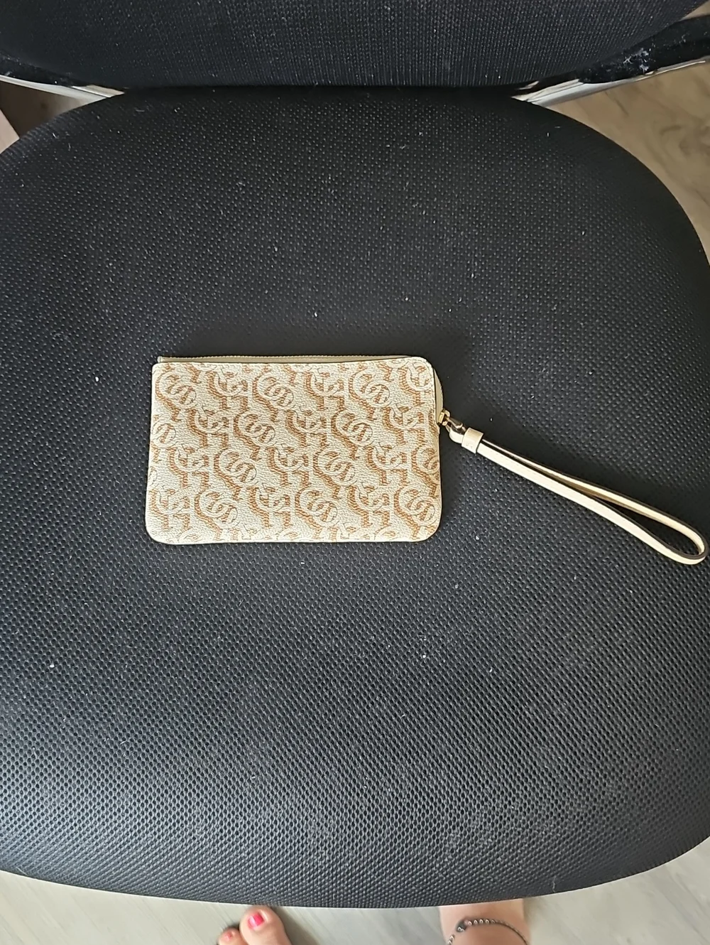 Coach Canvas Wristlet Clutch in Beige and Tan